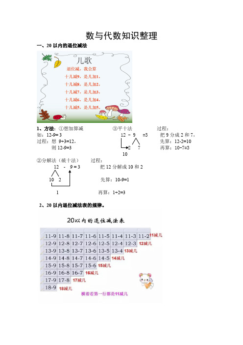 一年级数学下册期中复习数与代数知识整理