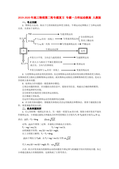 2019-2020年高三物理第二轮专题复习 专题一力和运动教案 人教版