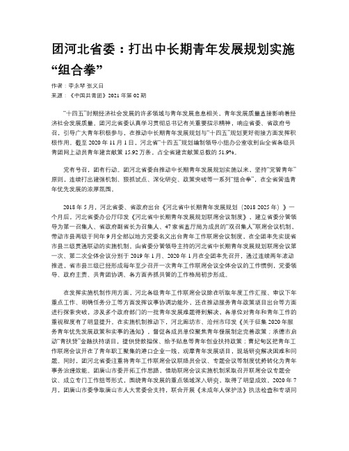 团河北省委：打出中长期青年发展规划实施“组合拳”