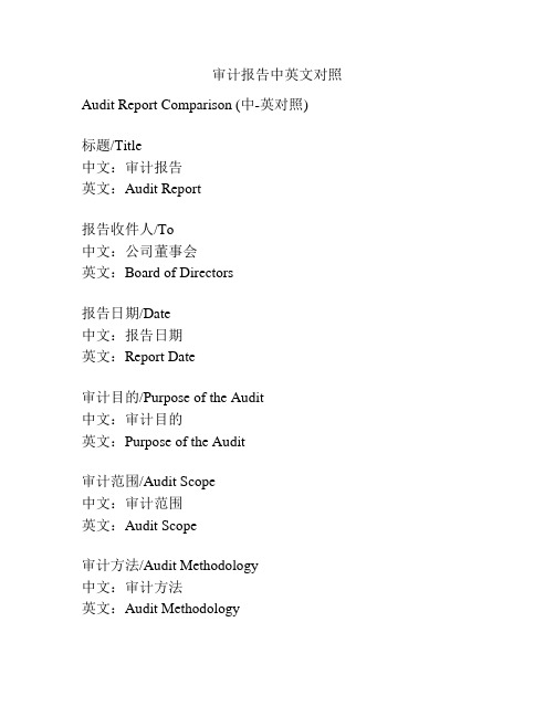 审计报告中英文对照