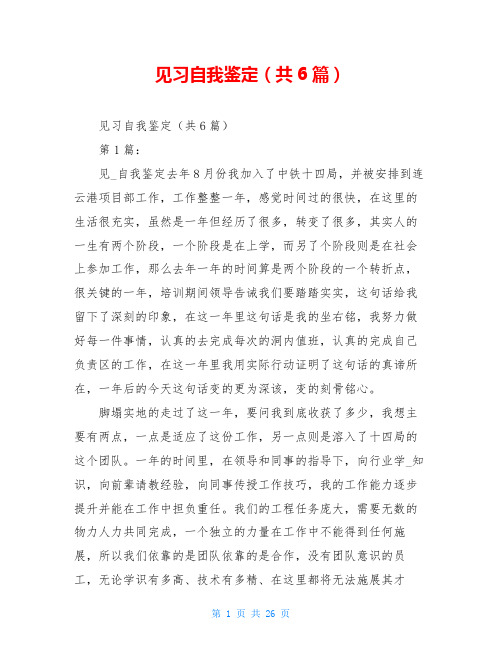 见习自我鉴定(共6篇)