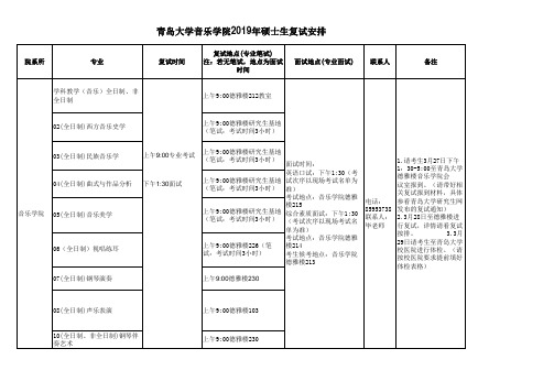 青岛大学音乐学院2019年考研复试安排