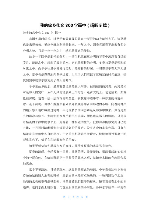 我的家乡作文800字高中(精彩5篇)