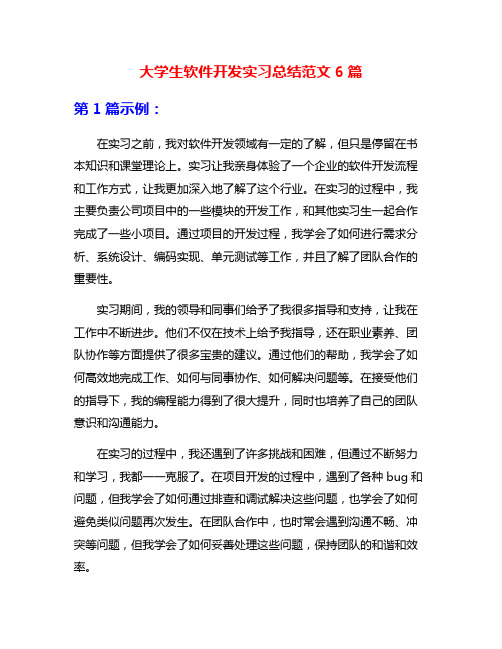 大学生软件开发实习总结范文6篇