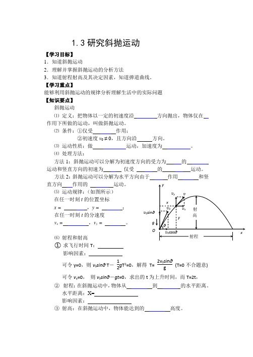 1.3怎样研究斜抛运动