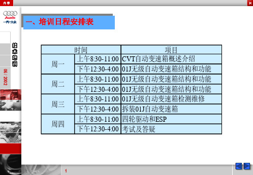 奥迪CVT技术培训课件