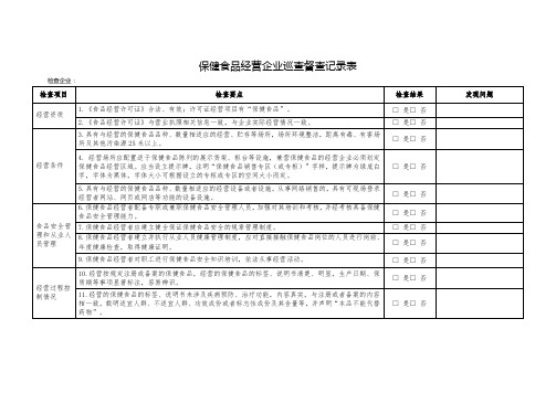 保健食品经营企业巡查督查记录表