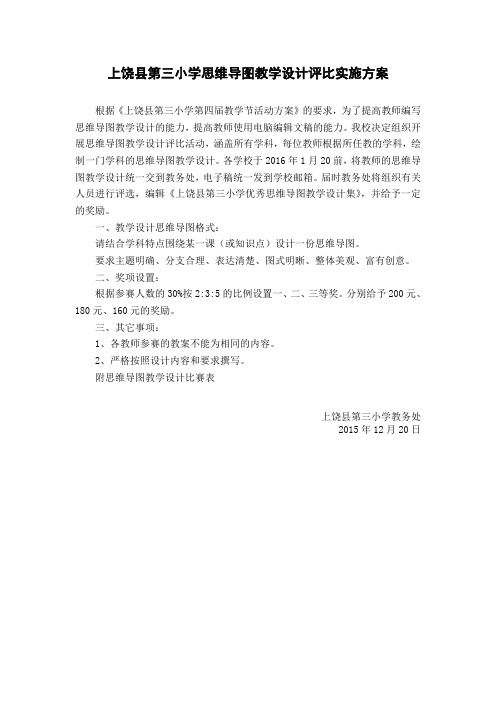 上饶县第三小学思维导图教学设计评比实施方案