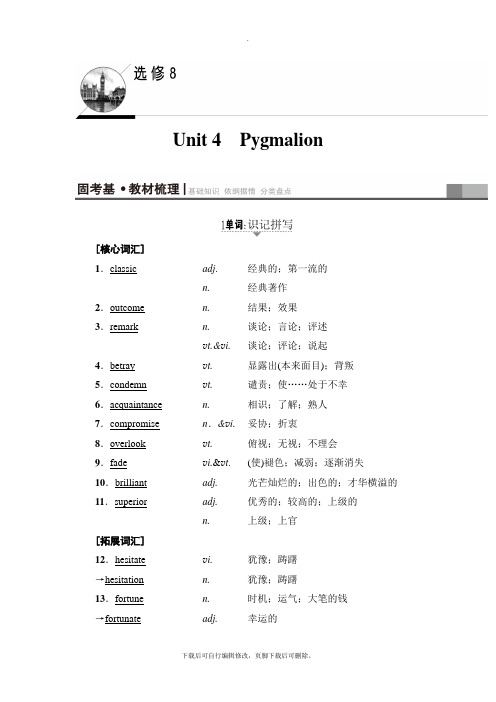 2021高考浙江版英语一轮复习讲义：第1部分 选修8 Unit 4 Pygmalion