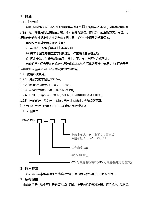 CD型电动葫芦使用使用说明