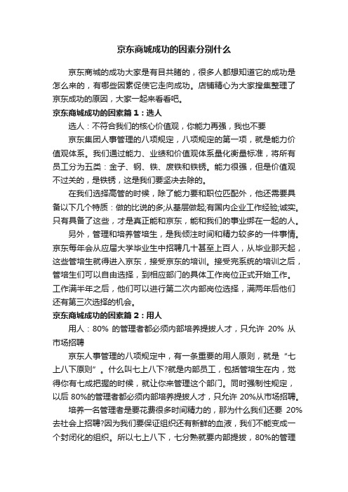 京东商城成功的因素分别什么