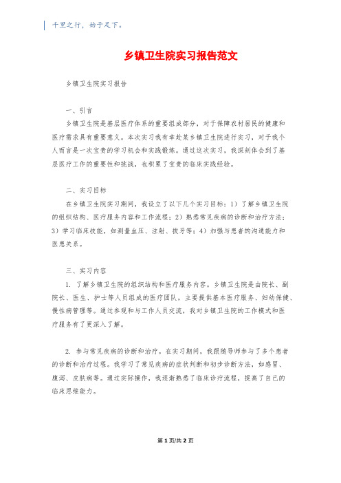 乡镇卫生院实习报告范文