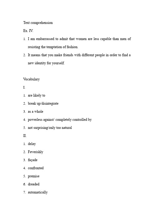 unit 2 key to exercises