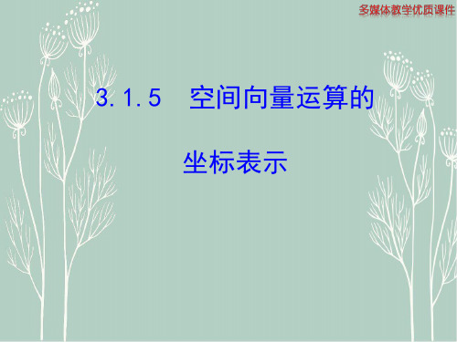 高二数学人教A版选修2-1课件：3.1.5 空间向量运算的坐标表示(共22张ppt) 