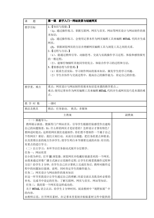 第一课  新手入门—网站欣赏与创建网页