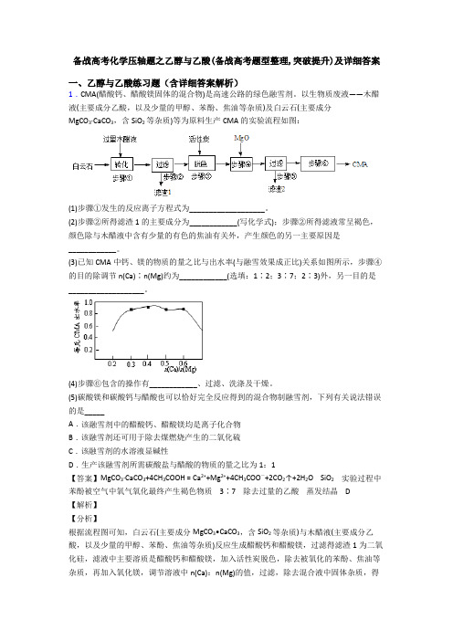 备战高考化学压轴题之乙醇与乙酸(备战高考题型整理,突破提升)及详细答案