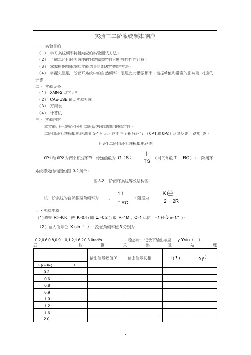 实验三二阶系统频率响应