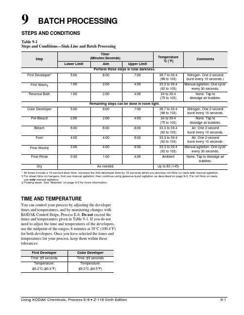 KODAK 第六版E-6 Z-119六合一开发处理方法说明书