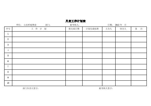 工作计划表和完成情况表