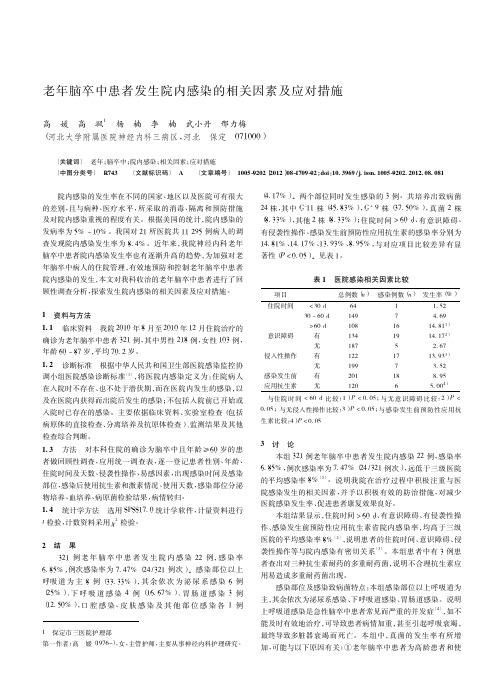 老年脑卒中患者发生院内感染的相关因素及应对措施