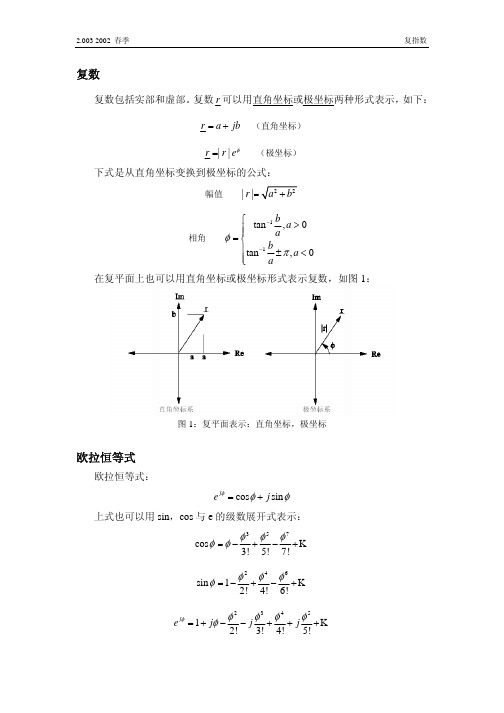 复数包括实部和虚部复数r可以用直角坐标或极坐标两种形...