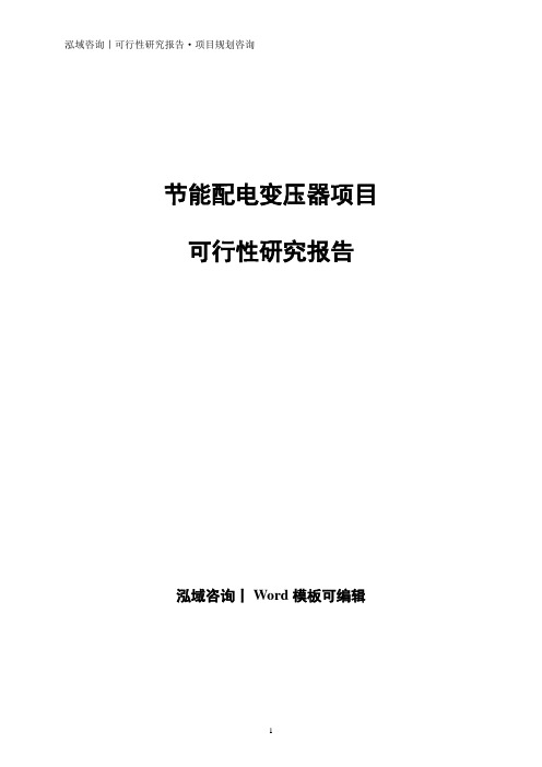 节能配电变压器项目可行性研究报告