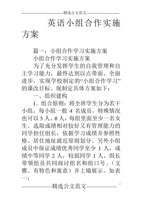 英语小组合作实施方案