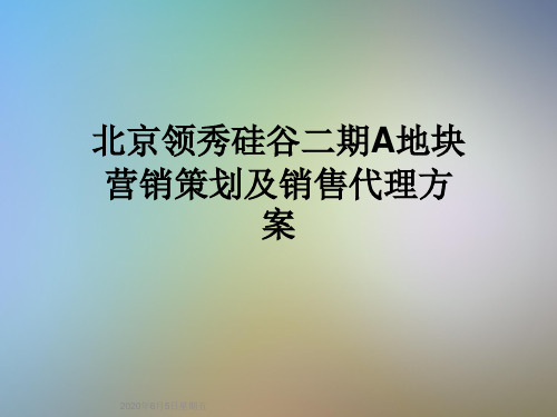 北京领秀硅谷二期A地块营销策划及销售代理方案