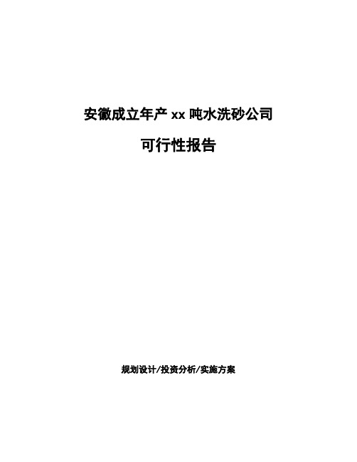 安徽成立年产xx吨水洗砂公司可行性报告