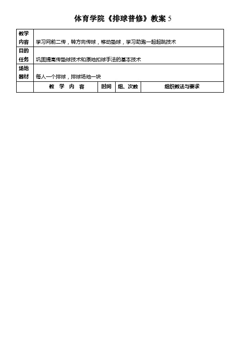 体育学院《排球普修》教案 5