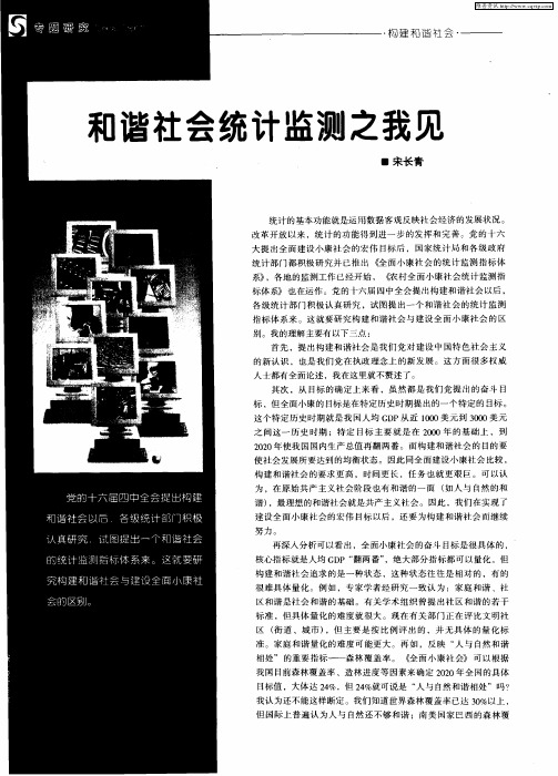 和谐社会统计监测之我见