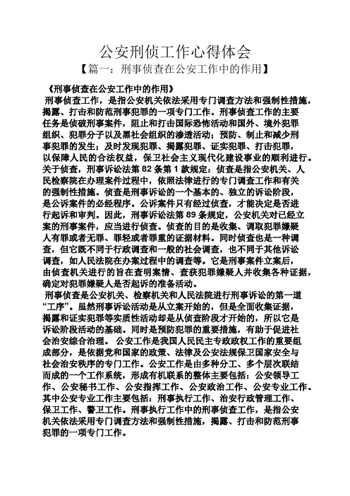 公安刑侦工作心得体会