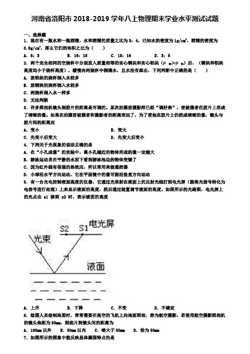 河南省洛阳市2018-2019学年八上物理期末学业水平测试试题