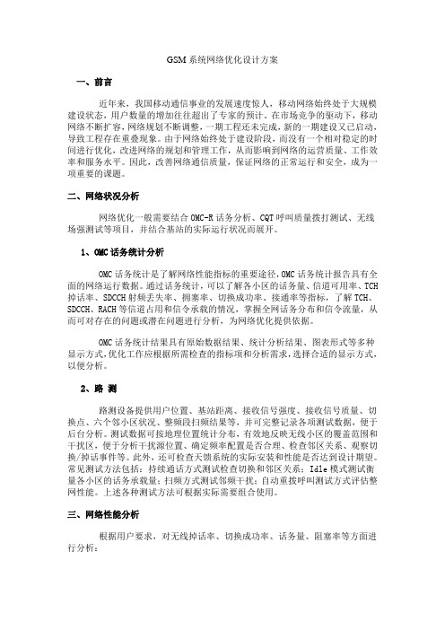 GSM系统网络优化设计方案