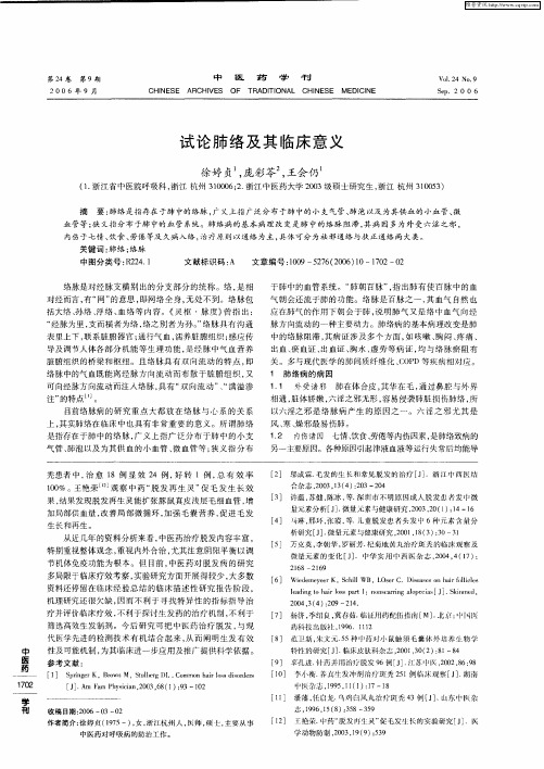 试论肺络及其临床意义