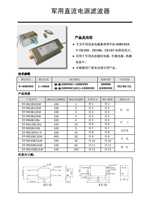 军用直流电源滤波器技术规格书