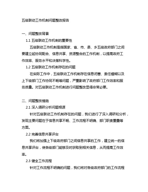 五级联动工作机制问题整改报告