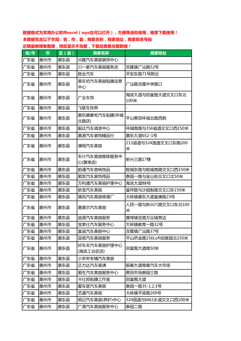 新版广东省惠州市惠东县汽车装潢工商企业公司名录名单黄页大全178家