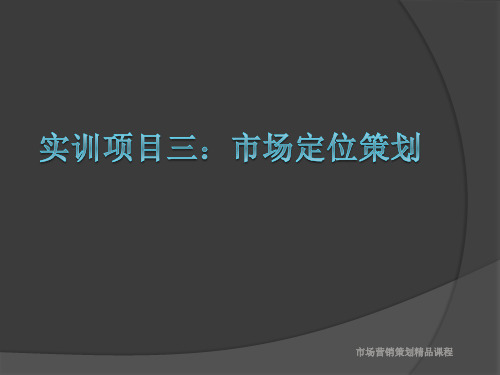 实训项目三  市场定位策划 (1)