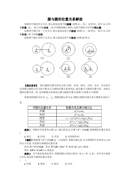 圆与圆的位置关系解读