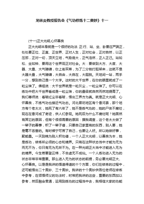 龙林炎教授报告会《气功修炼十二奥妙》十一