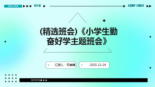 (精选班会)《小学生勤奋好学主题班会》