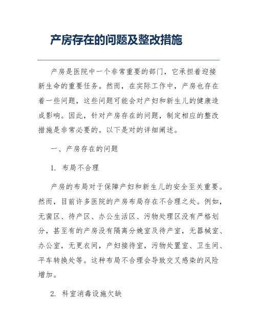 产房存在的问题及整改措施