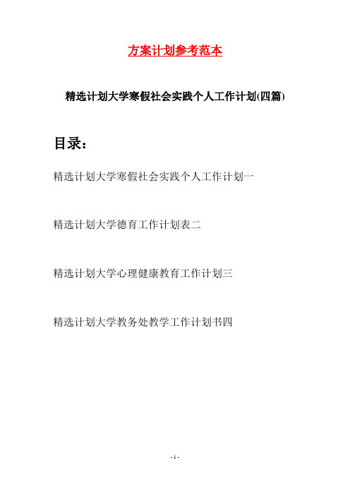 精选计划大学寒假社会实践个人工作计划(四篇)