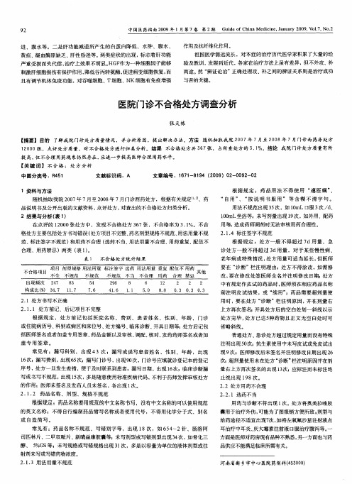 医院门诊不合格处方调查分析