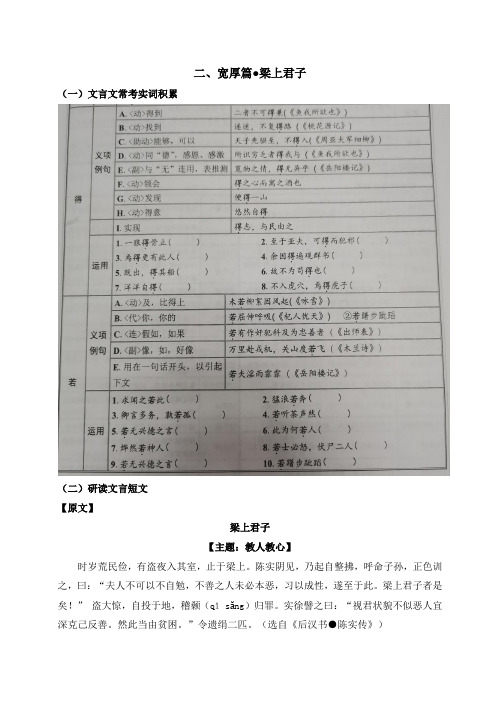 文言文 宽厚篇 《梁上君子》及文言文实词积累