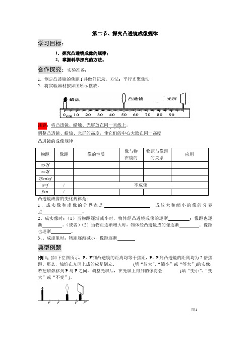 凸透镜成像规律学案文档