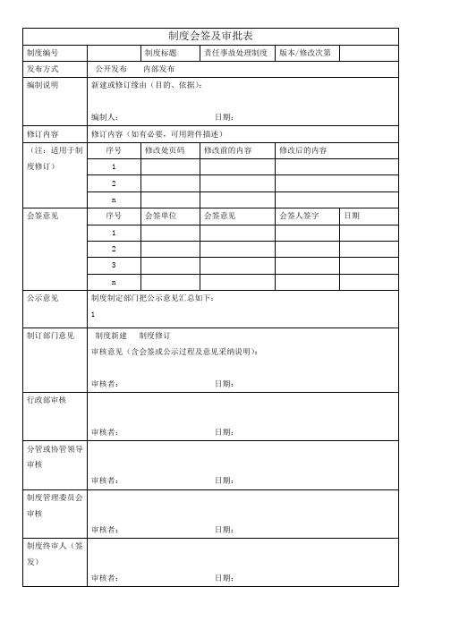 公司规章制度会签及审批表