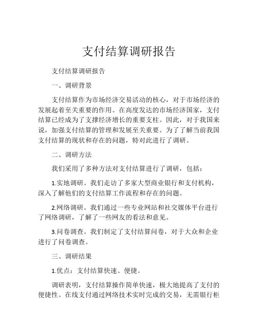 支付结算调研报告