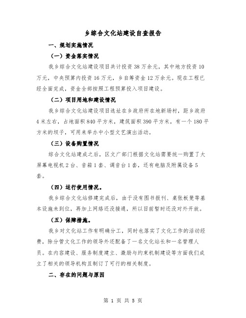 乡综合文化站建设自查报告（2篇）